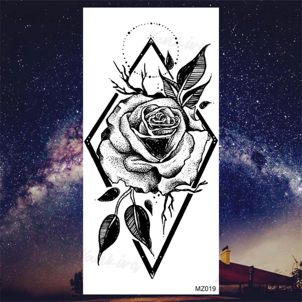 Sdrawing Peony Butterfly Temporary Butterfly Tattoos For Women Girls Realistic Snake Sun Fake Tattoo Sticker Leg Body Tatoos