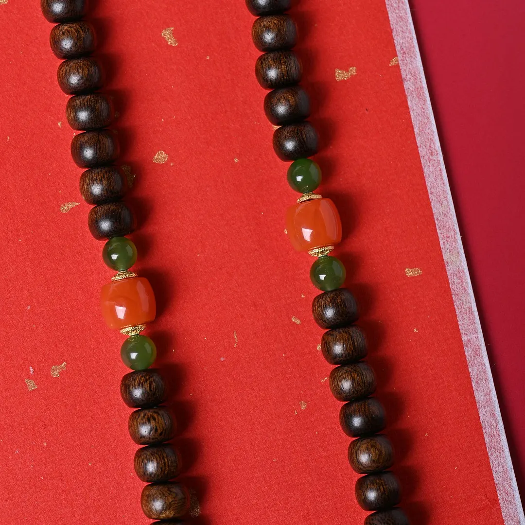 Vietnam Fusen Red Clay 6mm 8mm Agarwood Bracelet Natural Wild Sinking Grade Jade Old Type 108 Beads Mala Bracelet