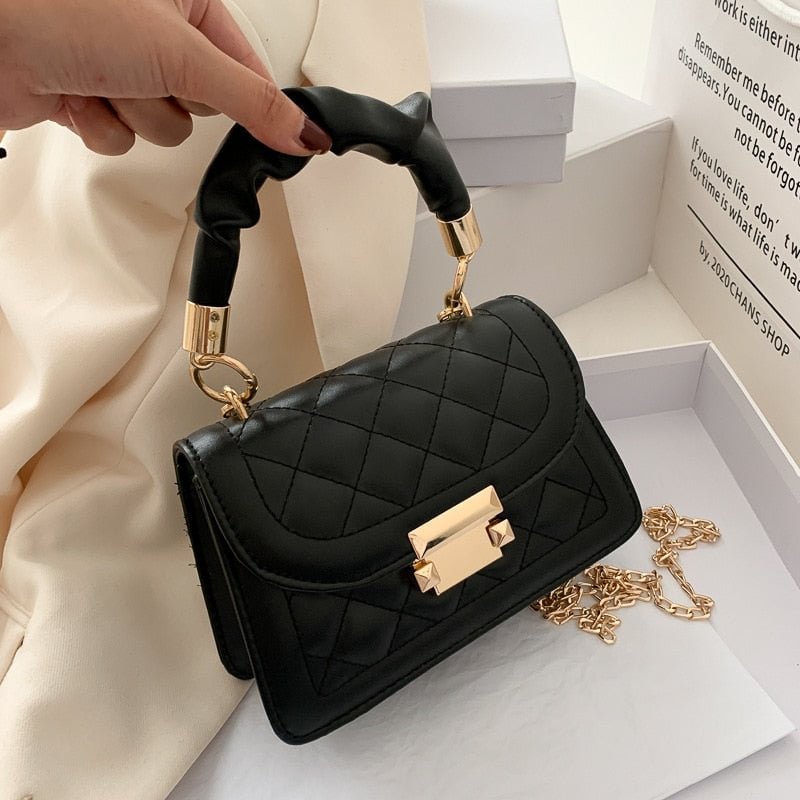 Fashion Ladies Diamond Plaid Solid Color PU Leather Shoulder Handbag Dating Party Cosmetics Mobile Phone Coin Purse For Women