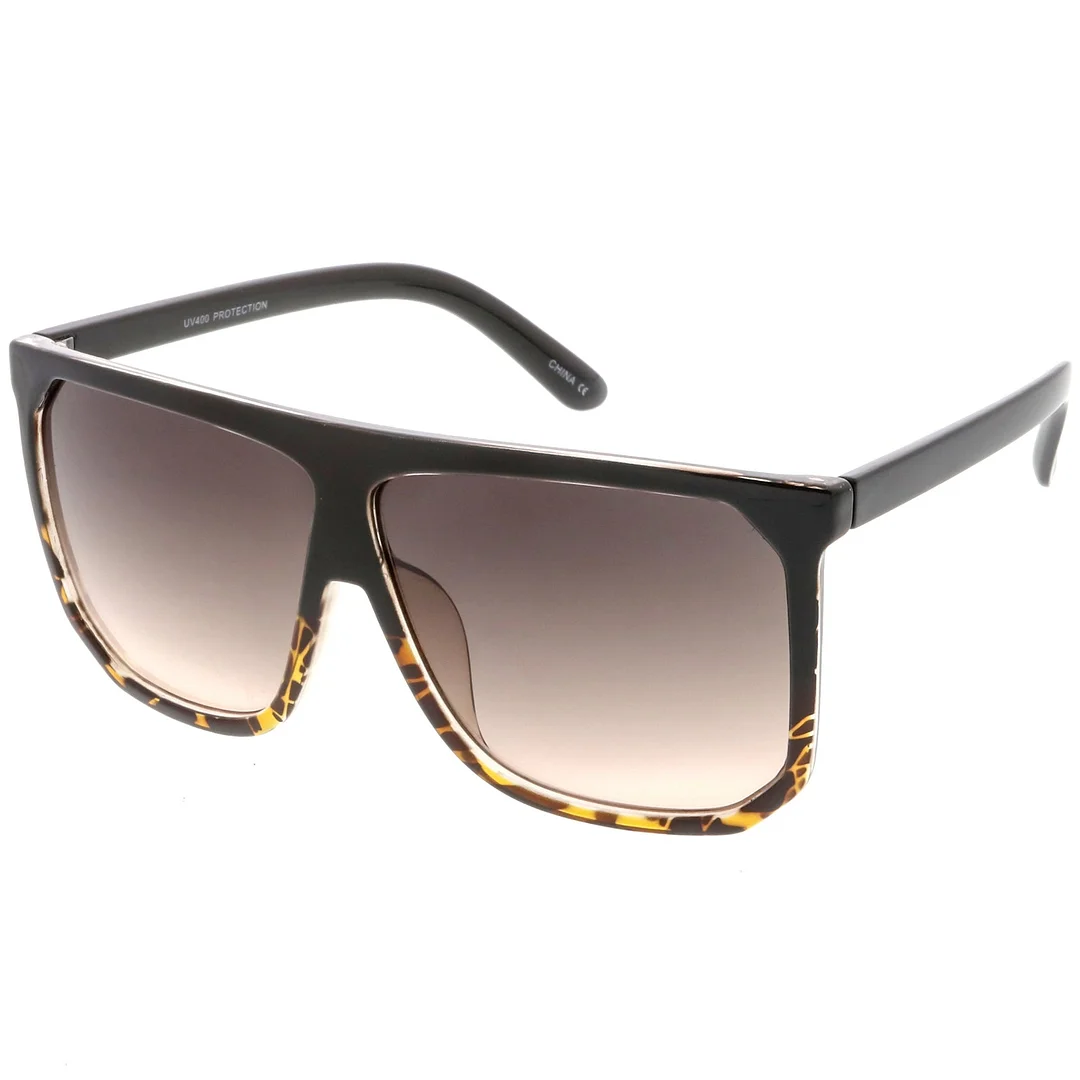 Oversize Two Toned Flat Top glasses With Square Lens 62mm