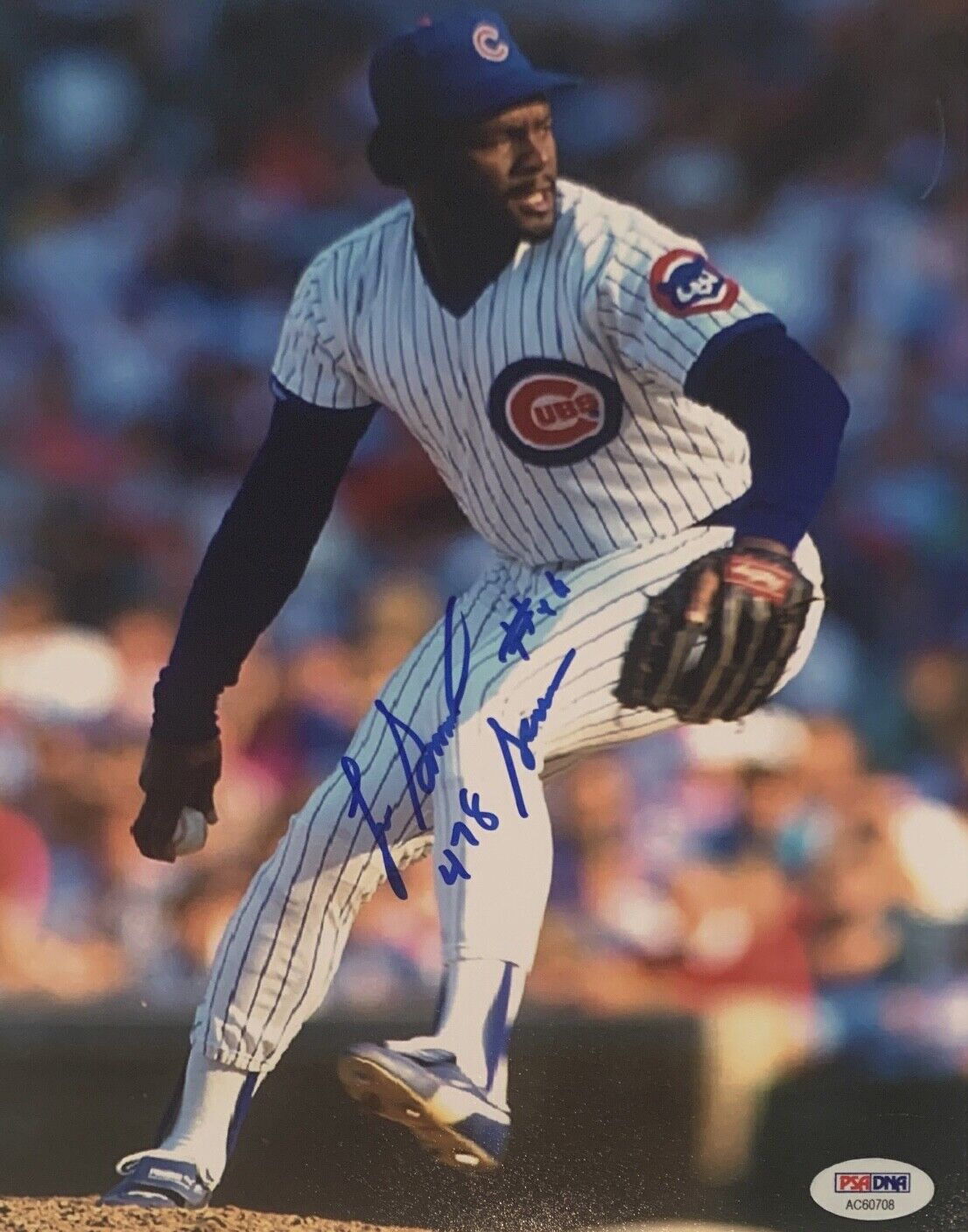 Lee Smith Signed Chicago Cubs 8x10 Photo Poster painting PSA AC60708 w/ Inscription