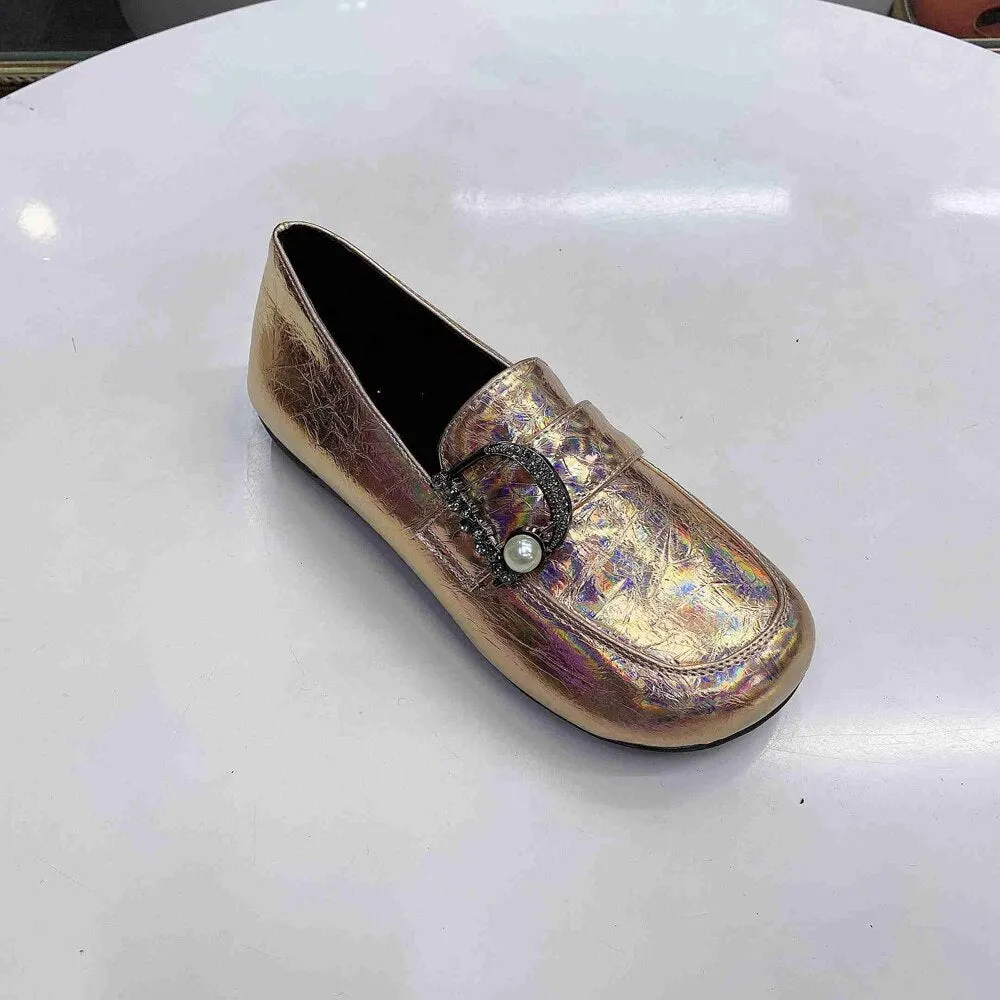 women shoes Patent Leather  Shoes Slip On Ladies Shoes Fashion Design Luxury Loafers Buckle Flat Shoes