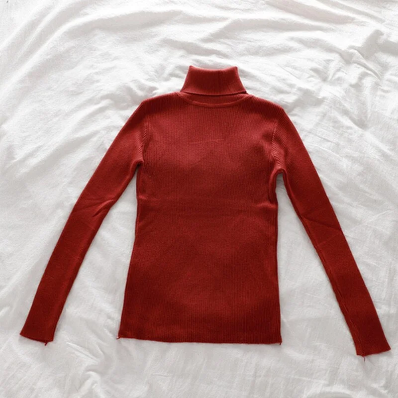 Zoki 2021 Women Pullover Turtleneck Sweater Long Sleeve Knitted Soft Female Basic Tops Korean Fashion Ladies Jumper Dropshipping
