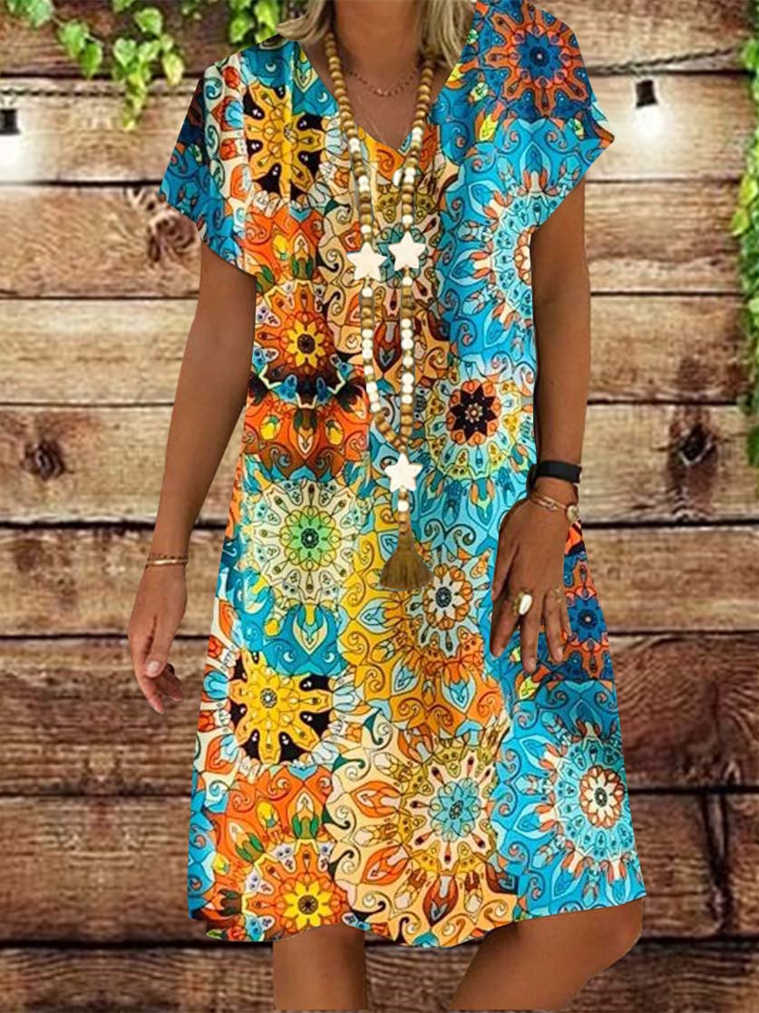 Women Long Sleeve V-neck Graphic Floral Printed Top