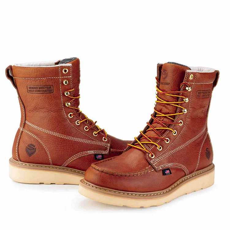 SUREWAY 8” Wedge Moc Toe Work Boots for Men - Soft/Steel Toe, Waterproof, EH Rated Industrial Construction Shoes SUREWAY 8” Wedge Moc Toe Work Boots for Men - Soft/Steel Toe, Waterproof, EH Rated Industrial Construction Shoes