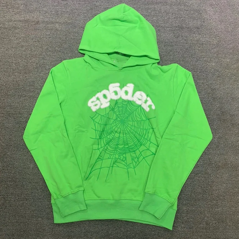 Sopula Green Spider Punk Graphic Pullover Hoodie