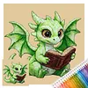 Dragon Reading A Book Full 14CT DIY Stamped Needlework Embroidery Kit 11.81x11.81inch Embroidery Needlepoint Starter Kits Cross Stitch Art and Crafts Kits for Beginners Adults Home Decor