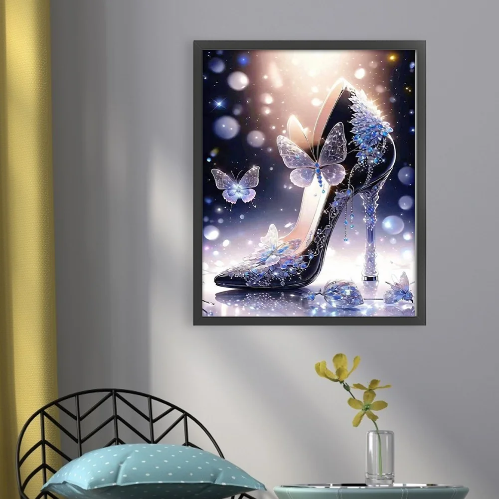 11CT Full Stamped&nbsp;Cross Stitch - Butterfly High Heels(Canvas|40*50CM)