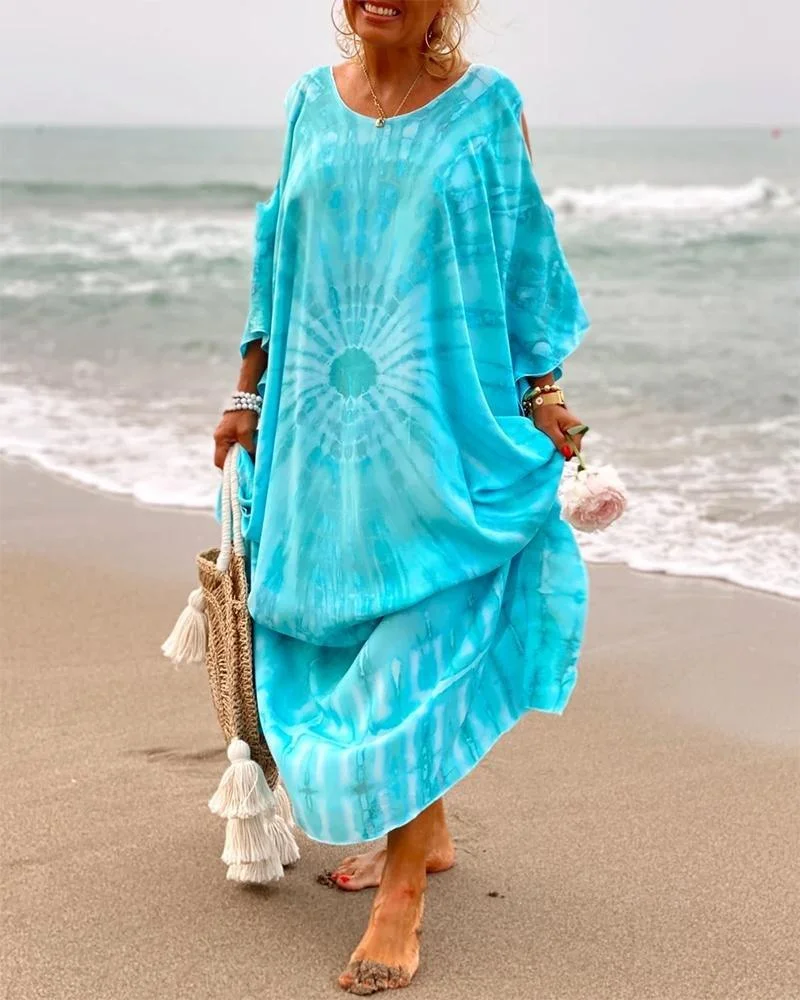 Tie-Dye Print Loose Maxi Dress