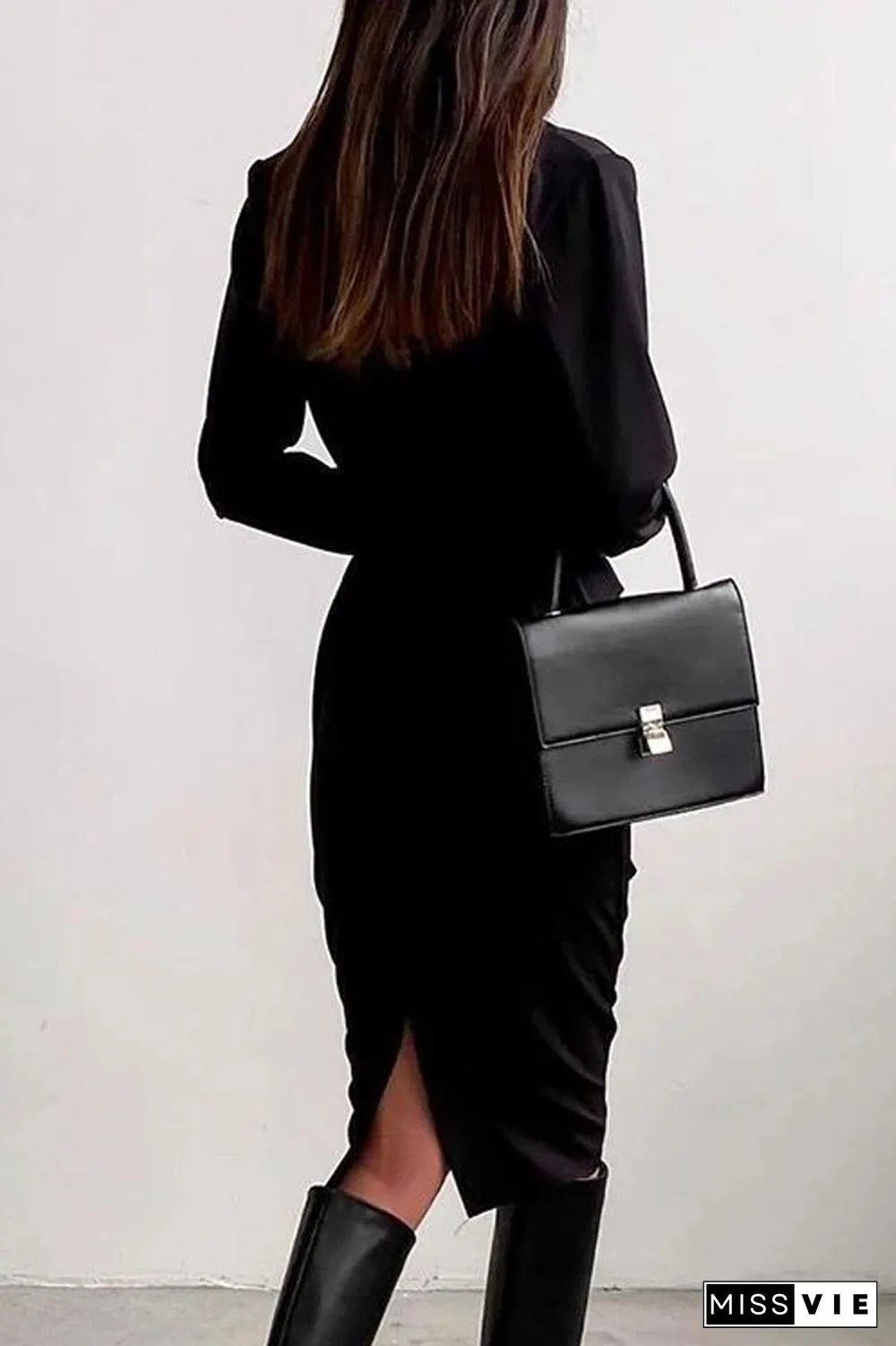 KarliDress Front Cross Slit Back Pencil Dress P12553
