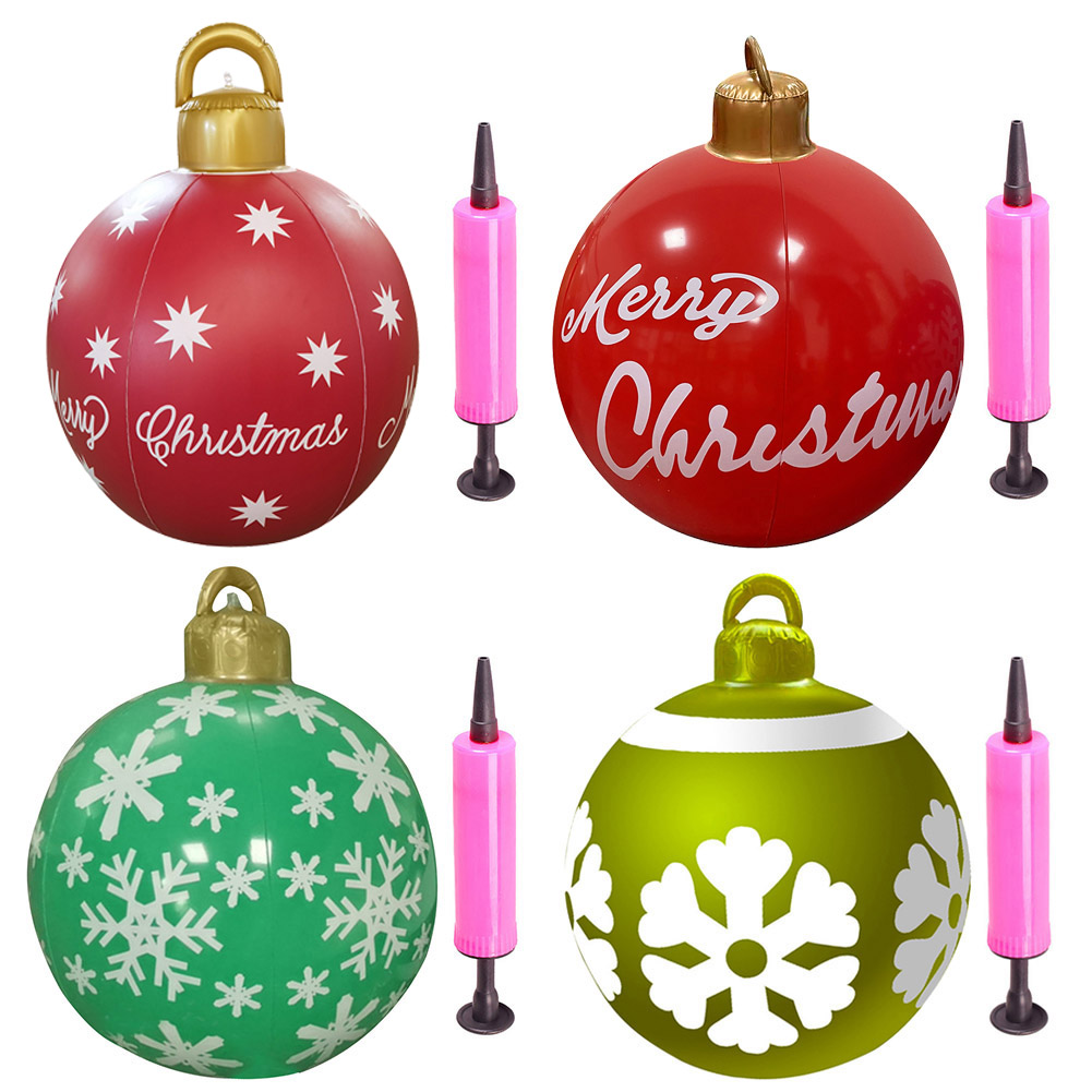 

60cm PVC Inflatable Christmas Balloon w/Pump Printed Xmas Ornament Decor, Green, 501 Original