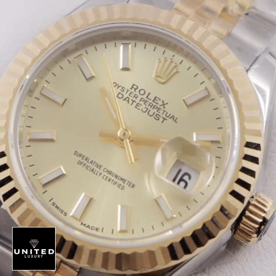 Rolex Datejust Gold Dial Replica close view