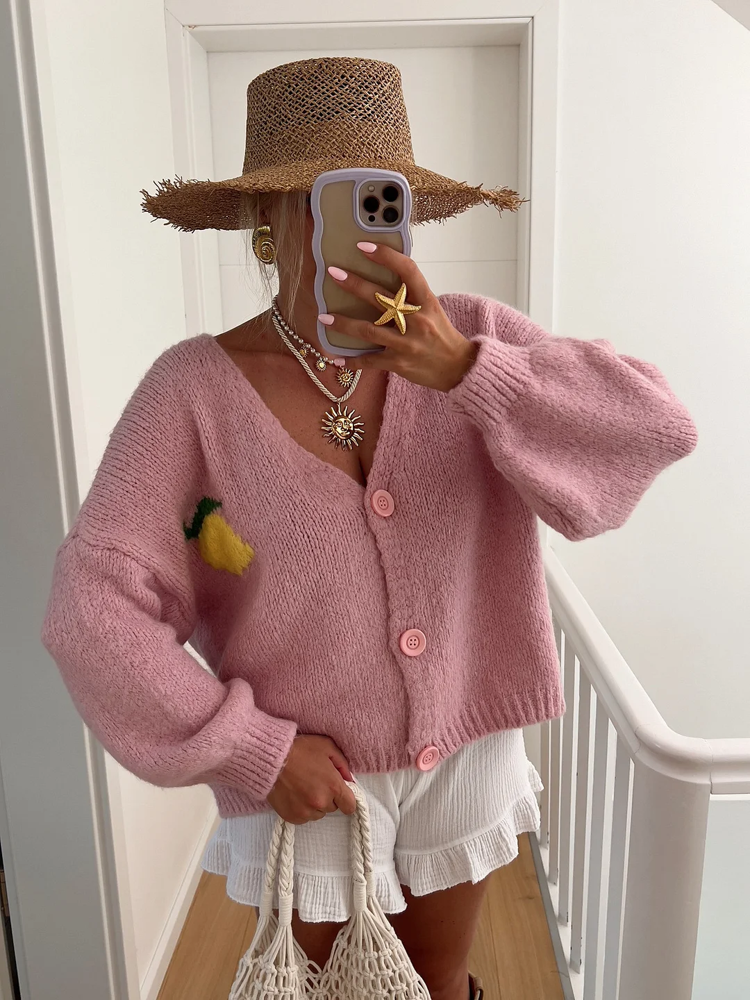 Wongn Wongn New Loose Cardigan Sweater V Neck Top Long Sleeve Hoodie Personality Lady Casual Jacquard Sweater