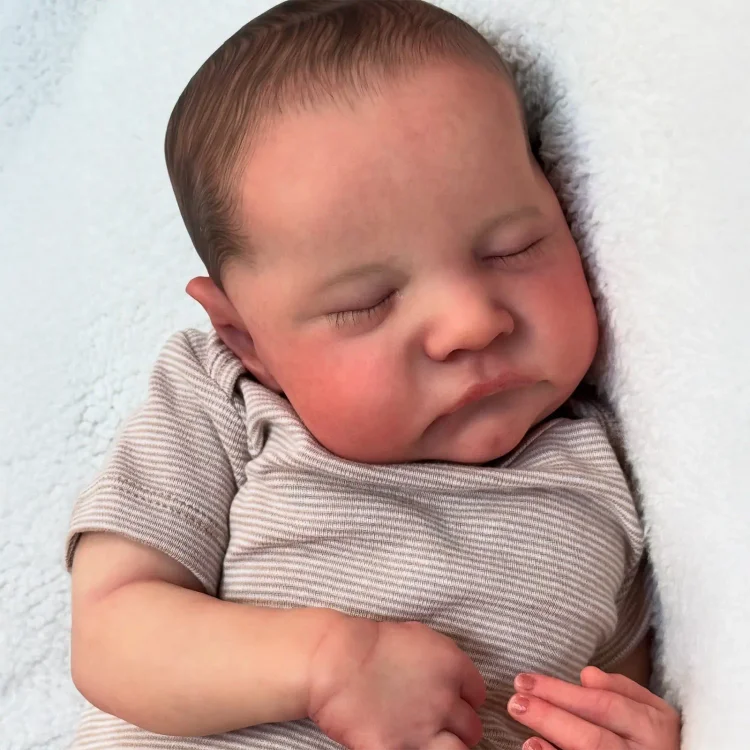  20" Newborn Lifelike Sleeping Baby Painted Hair Doll Boy Meliana with Heartbeat💖 & Sound🔊 - Reborndollsshop®-Reborndollsshop®