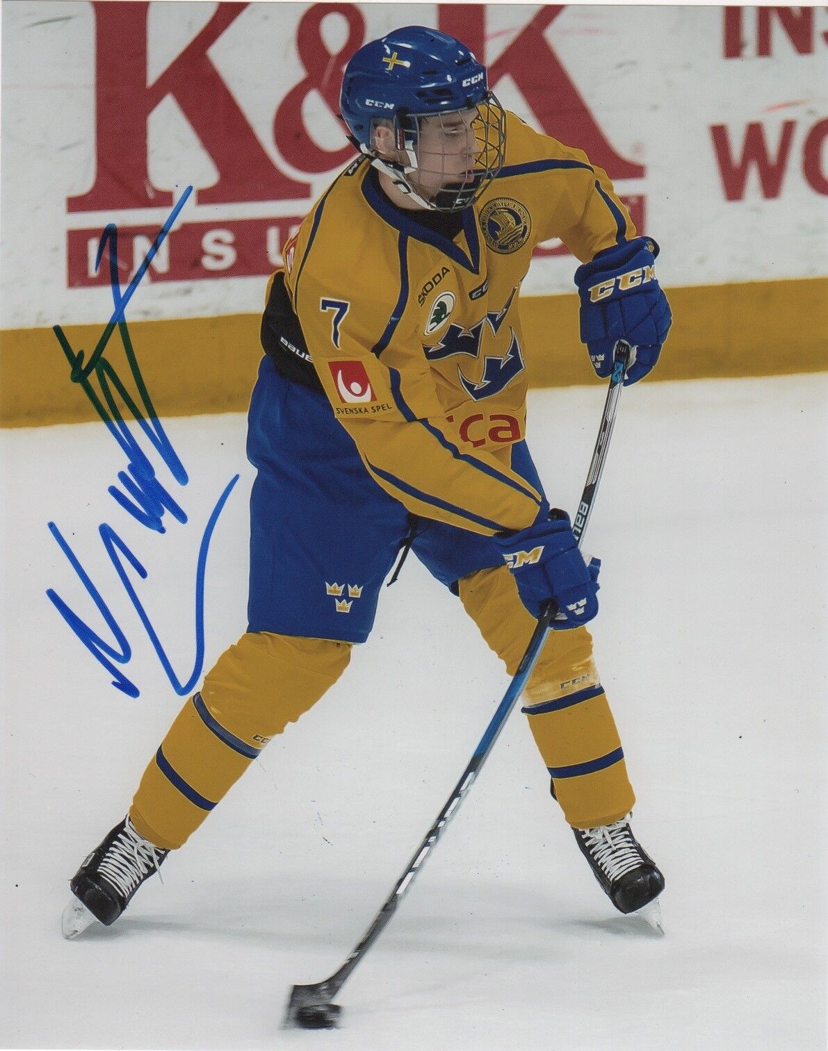 Team Sweden Nils Lundkvist Signed Autographed 8x10 NHL Photo Poster painting COA #1