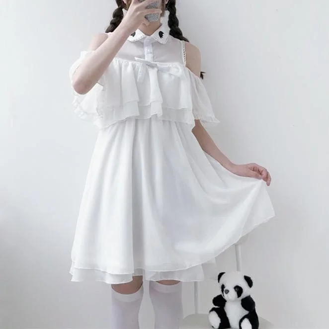 White Kawaii Falbala Bat Dress SP1812599