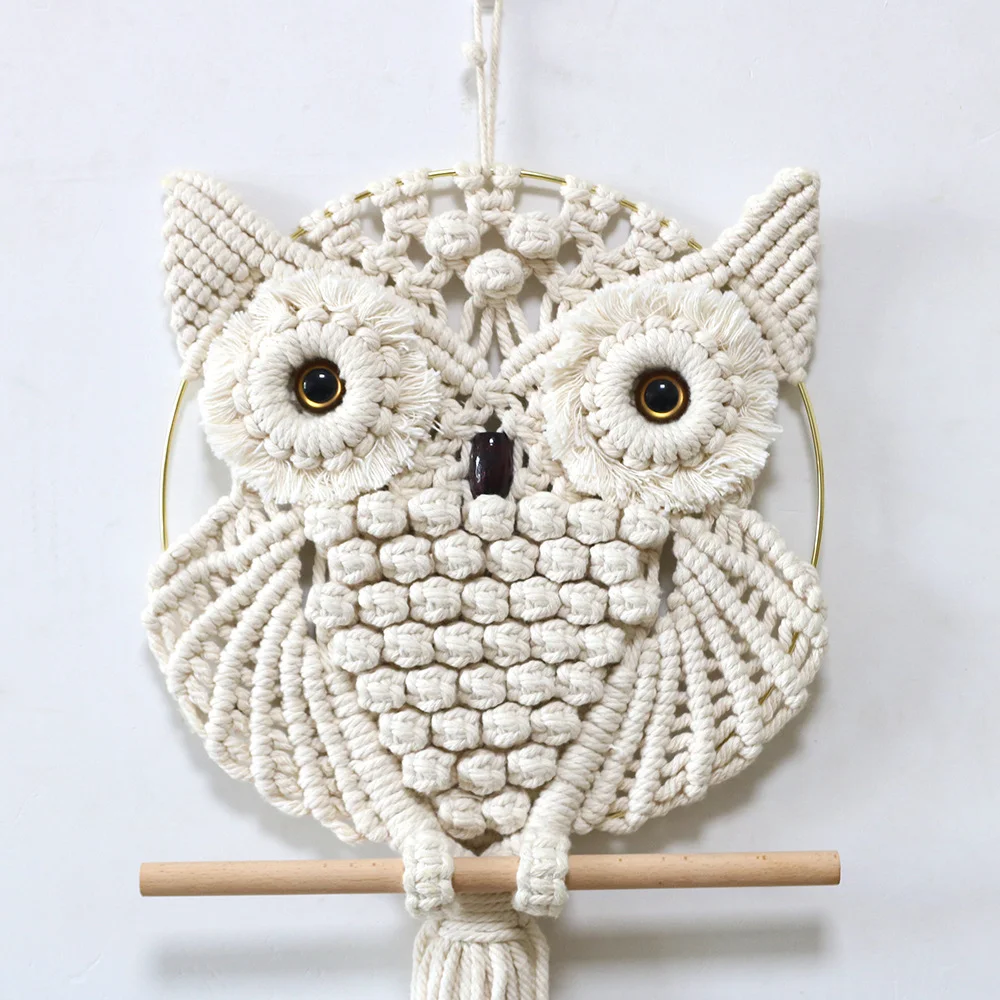 Nigikala Nigikala New Owl Hand Woven Tapestry Wall Trim Bohemian Nordic Home Decor Padded Cotton Rope