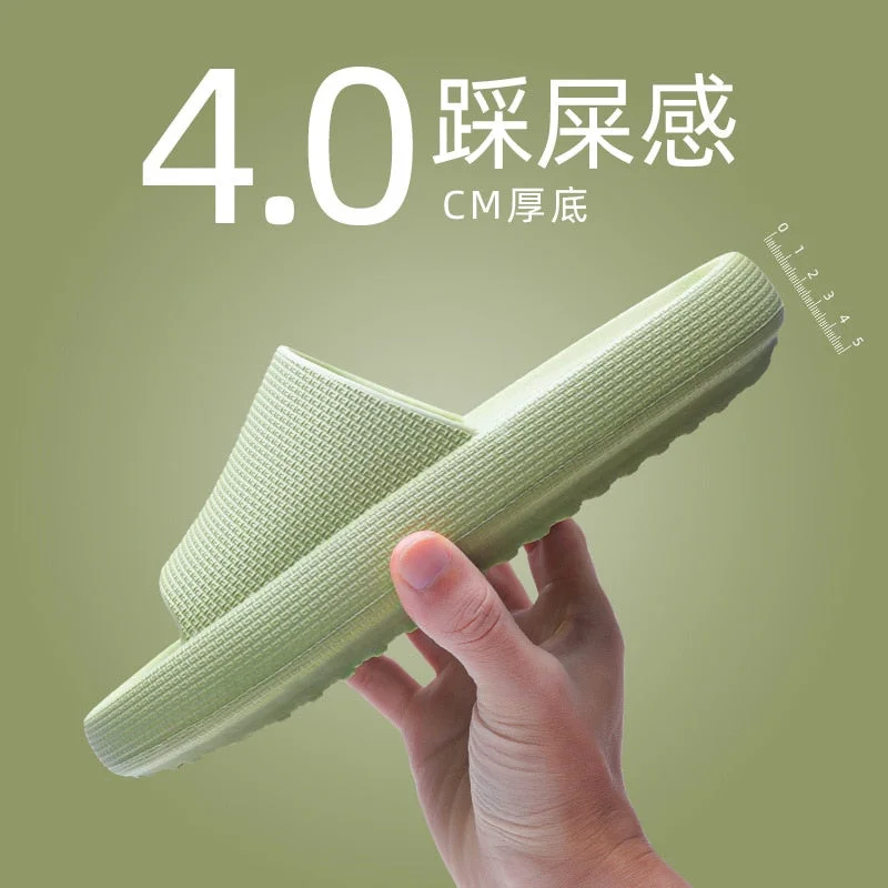 Spot Home Solid Color Thick-Soled Slippers Couple Fashion Non-Slip Bathroom Slides Street Trend Slippers Wholesale