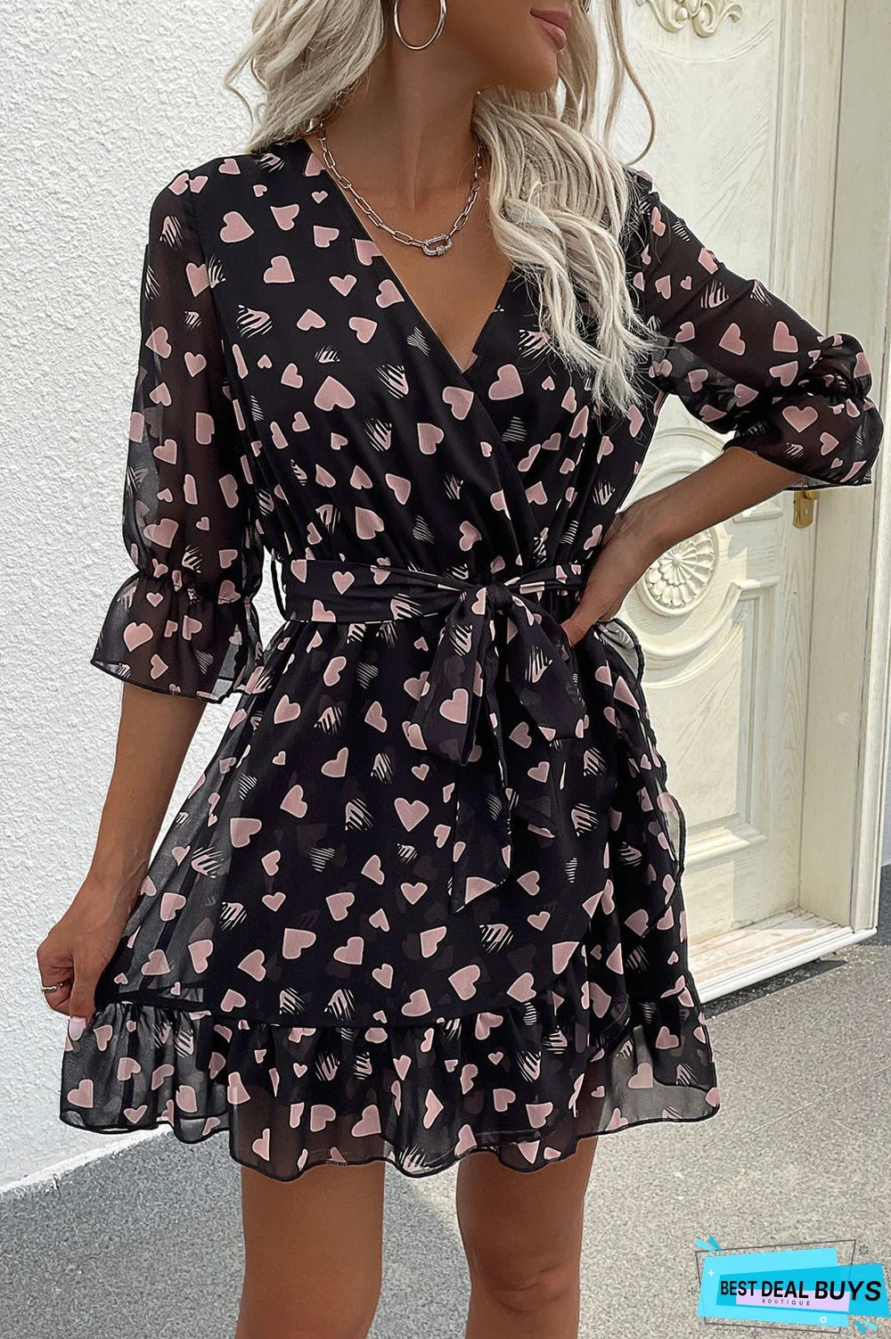 Heart Print Dress Black Dresses