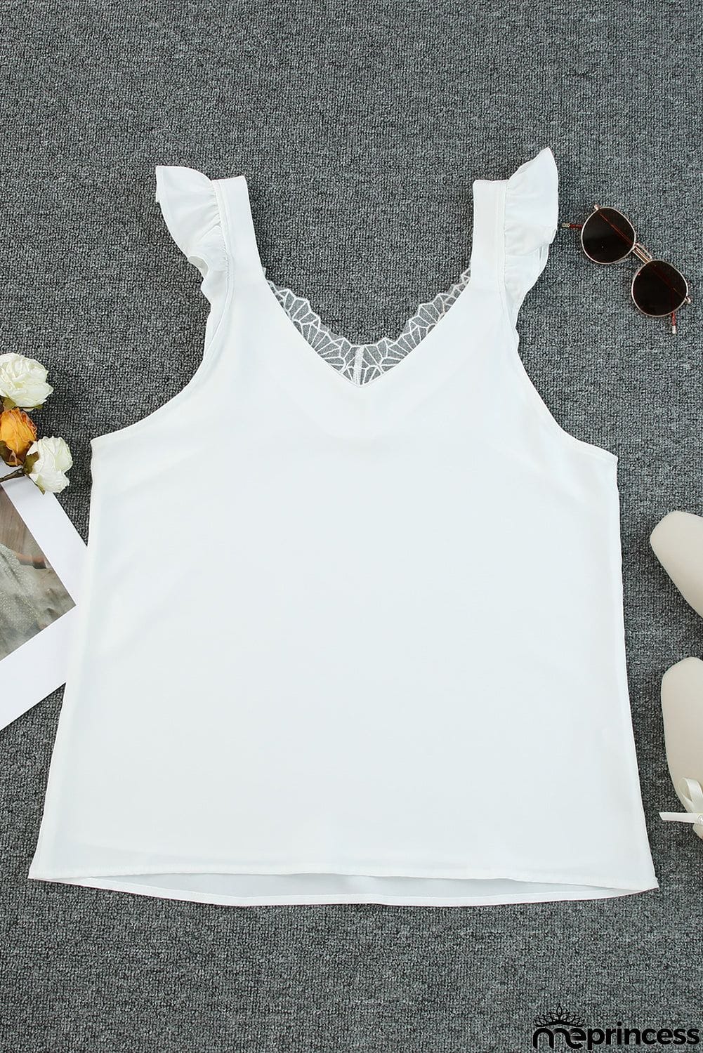 Spliced Lace V-Neck Tank