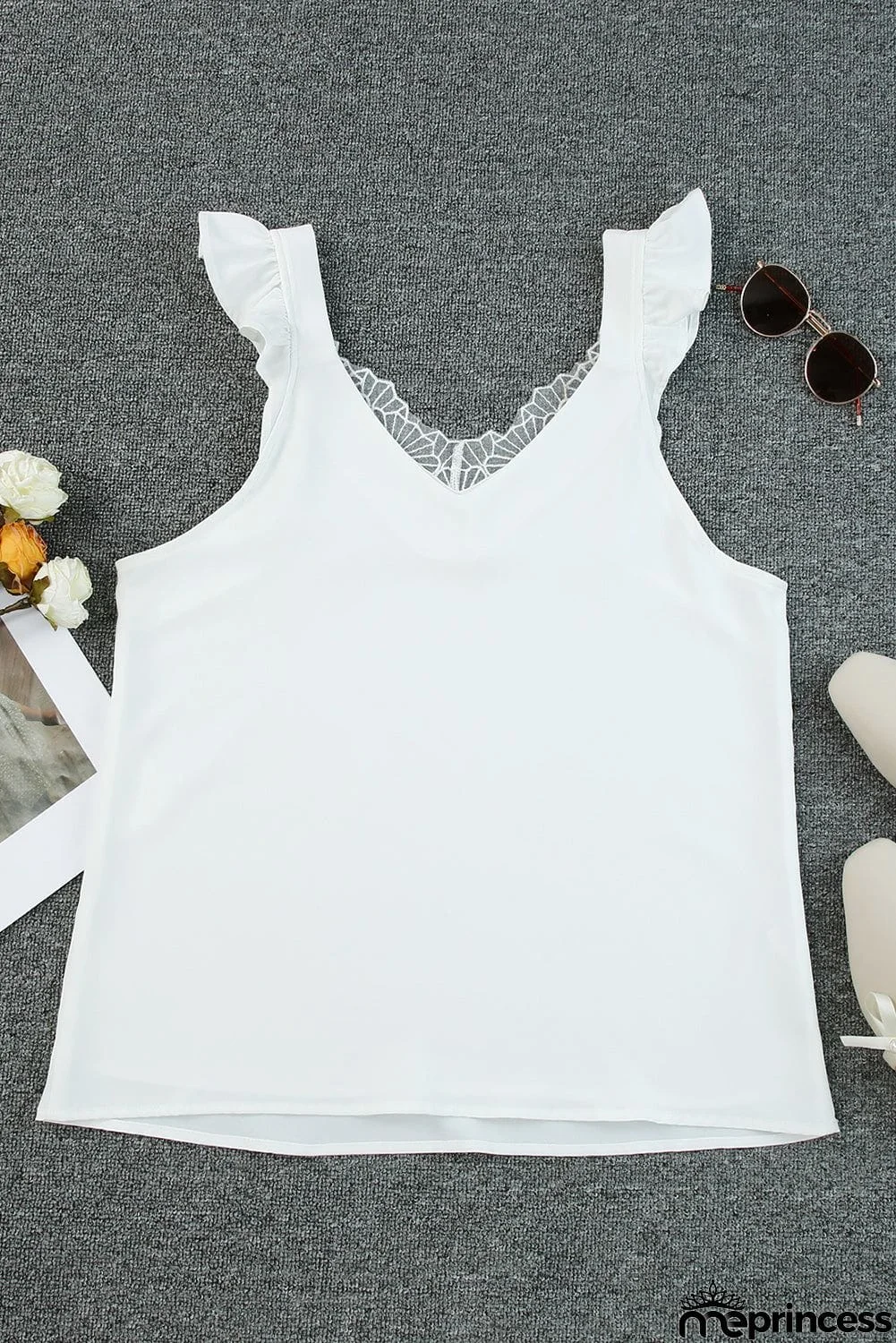 Spliced Lace V-Neck Tank