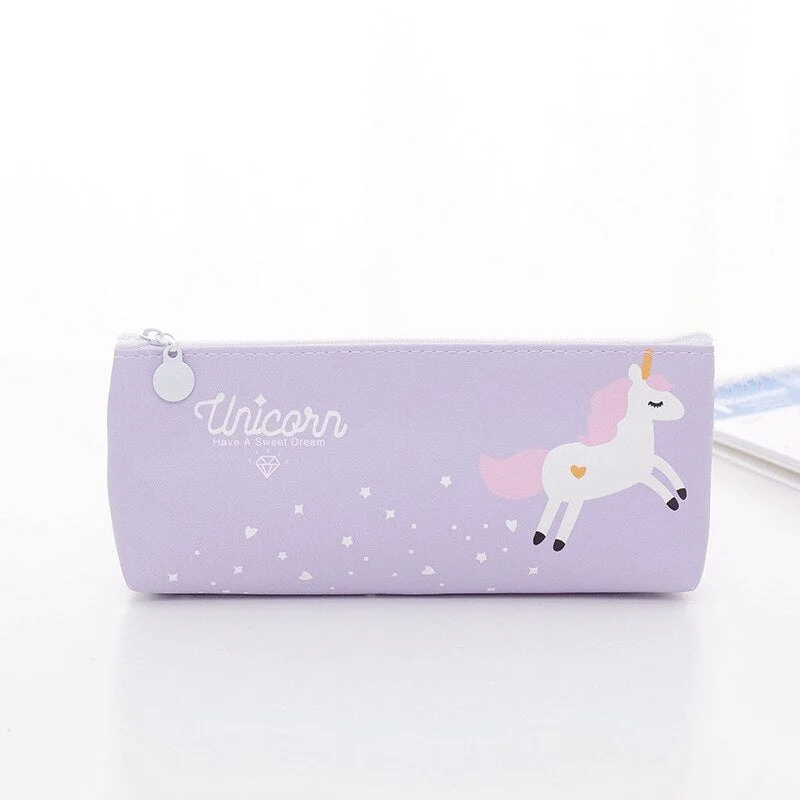 1 Pieces Lytwtw's Kawaii Cute Unicorn Pen Pencil PU Bag School Stationary Receive Tools Makeup Pouch Cosmetics Case