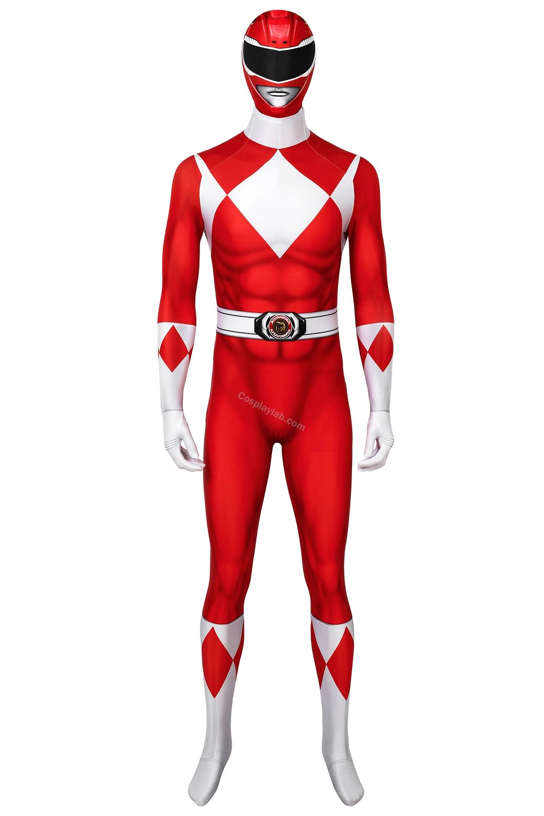 Red Ranger Cosplay Suit Power Rangers Red HQ Printed Spandex Costume Jumpsuit By CosplayLab