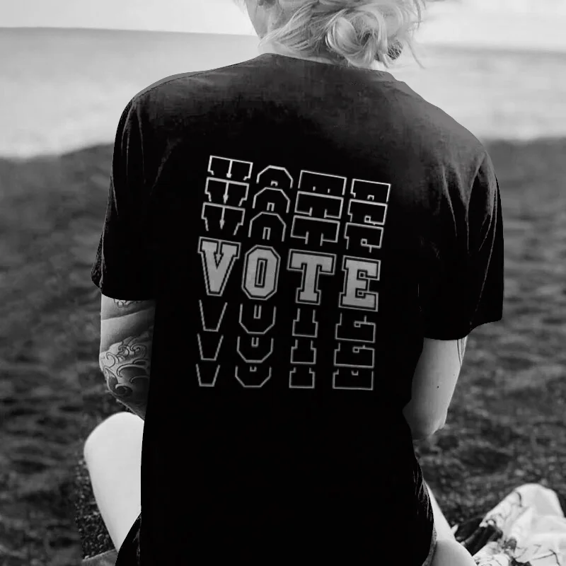 Vote Printed Casual Short Sleeve T-Shirt