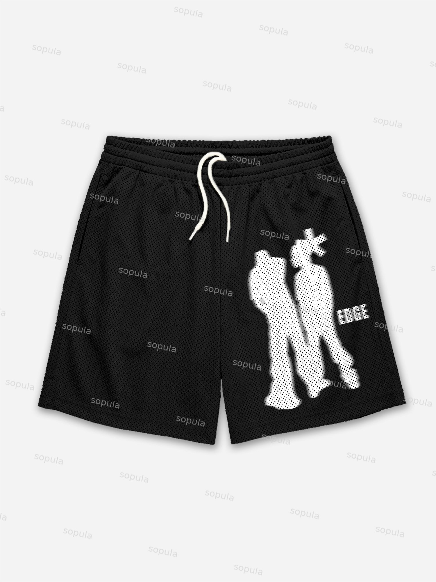 Street Portrait Edge Graphic Print Mesh Shorts - SOPULA