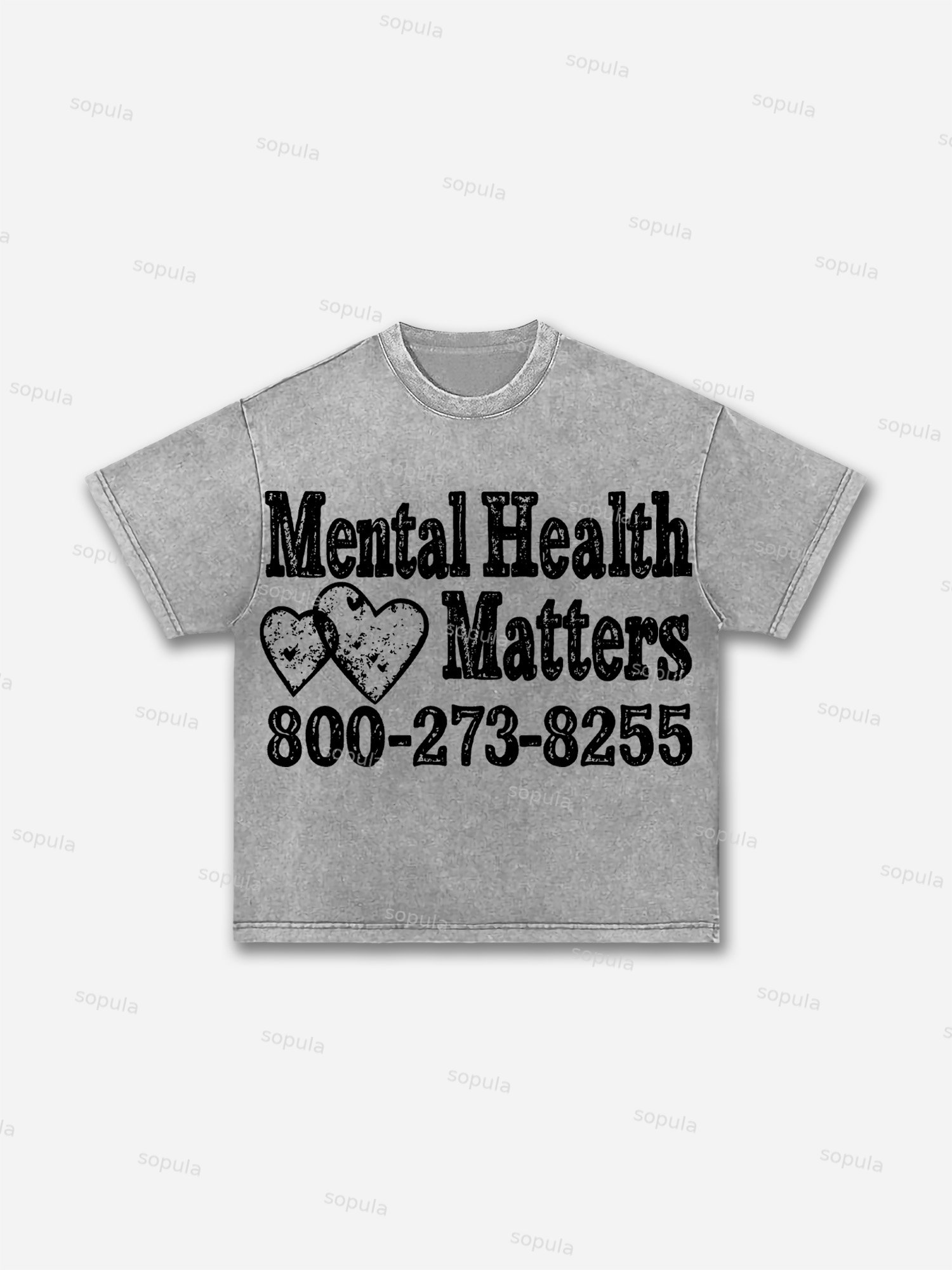 Mental Health Matters Graphic Print Acid Wash T-shirt