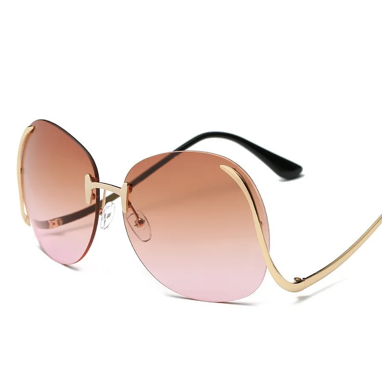 Vintage Oversized Rimless Women Sunglasses at Hiphopee