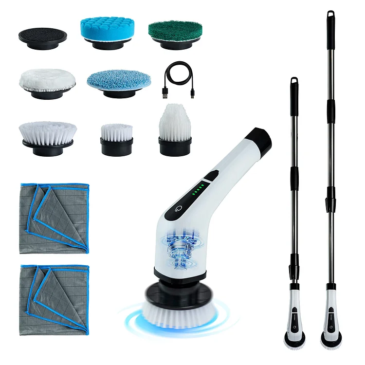 ⭐Electric Spin Scrubber Cordless Shower Cleaning Brush with 7 Brush Heads & Extension Long Handle⭐✨