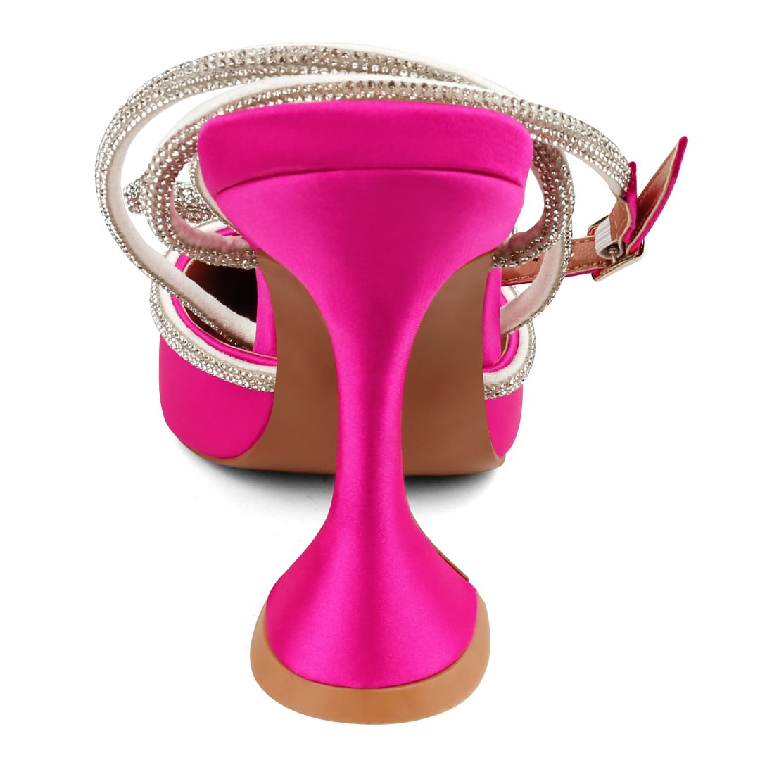 9.5cm/3.74 Double Bow Crystallized High Pums Pointed Toe Strappy Transparent Sandals Wedding Shoes