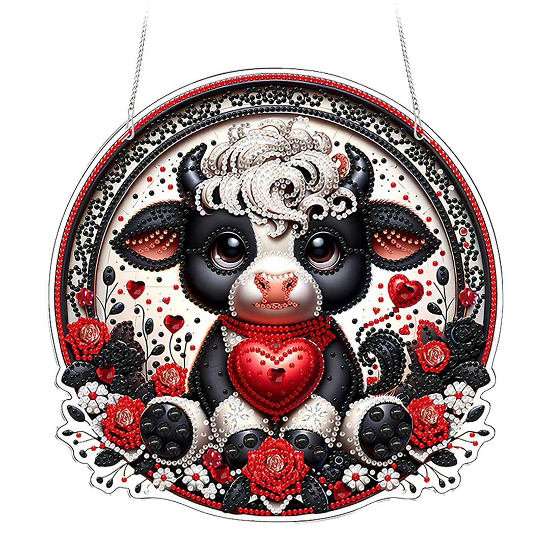 Heart 2D Flat DIY Acrylic Diamond Painting Pendants Crafts for Home Wall Decor