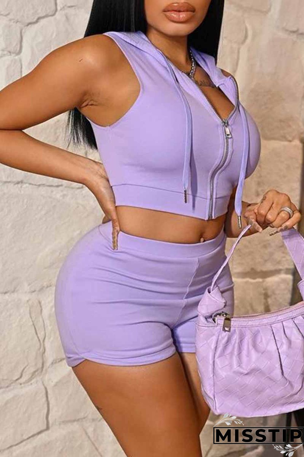 Yellow Casual Print Letter Hooded Collar Sleeveless Two Pieces