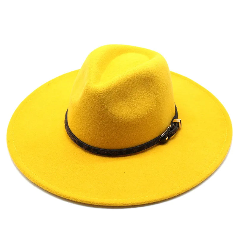 New Autumn And Winter Wool 9.5cm Big Brim Jazz Hat Men’s And Women’s Heart Top Chain Hat Felt Hat