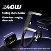 Side-Mounted Phone Charger, 2-in-1 Hidden Stand Charging Cable, 240W Fast Charging Cable with Built-in Phone Stand. Compatible with iPhone 15 and later models, Samsung phones and tablets (C-to-C charging port).