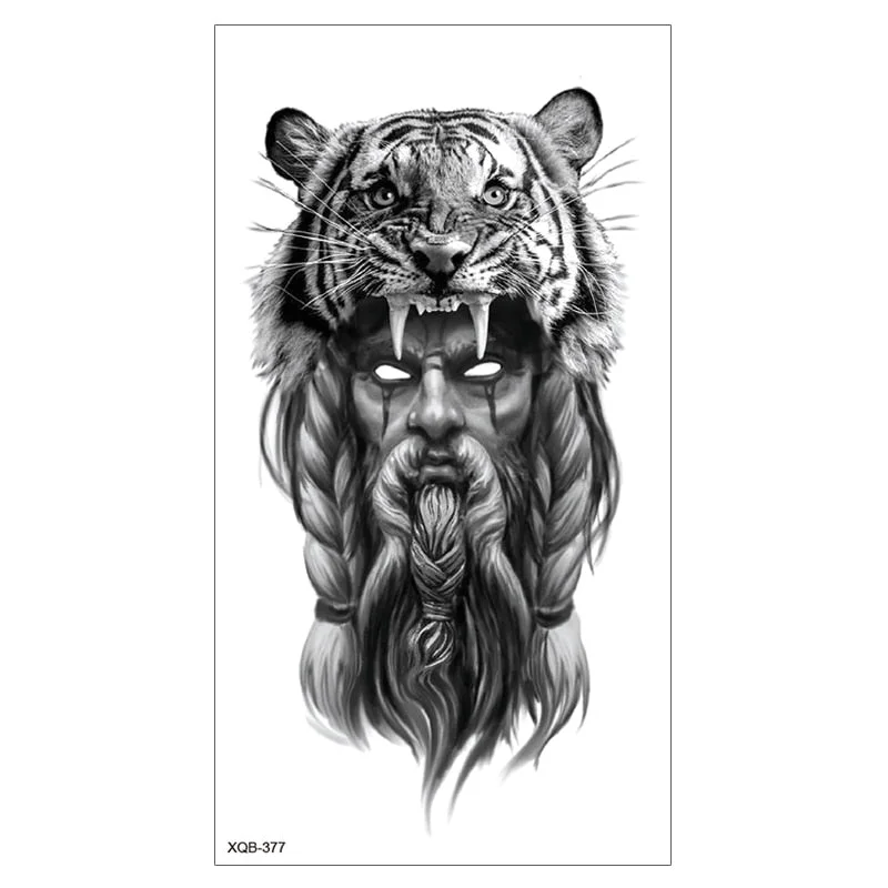 Lion King Waterproof Temporary Tattoo Stickers Body Art Fake Tatoo Animal Realistic Tribal Tiger Arm Sleeve transferable tattoo