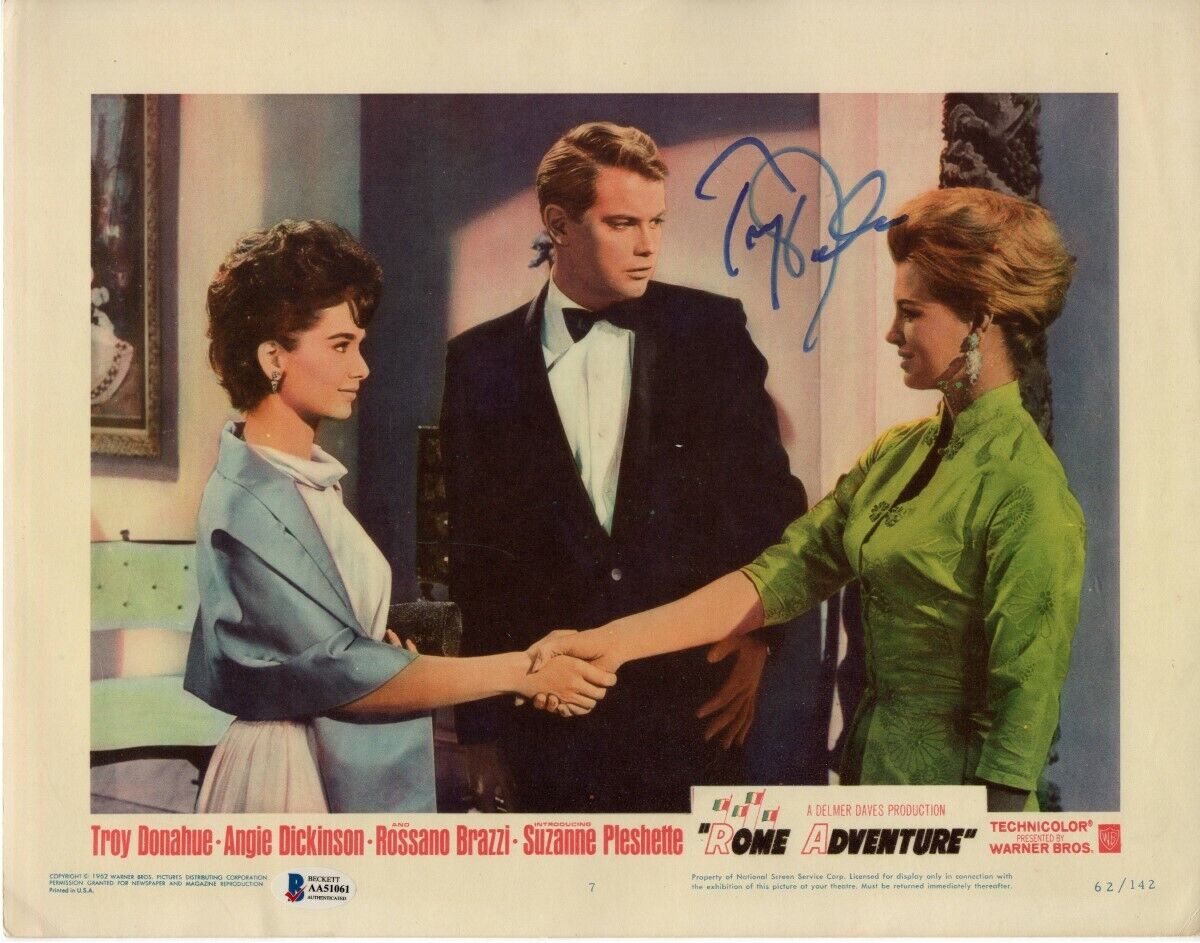 Troy Donahue Signed Autographed 9X12 Lobby Card Photo Poster painting Rome Adventure BAS AA51061