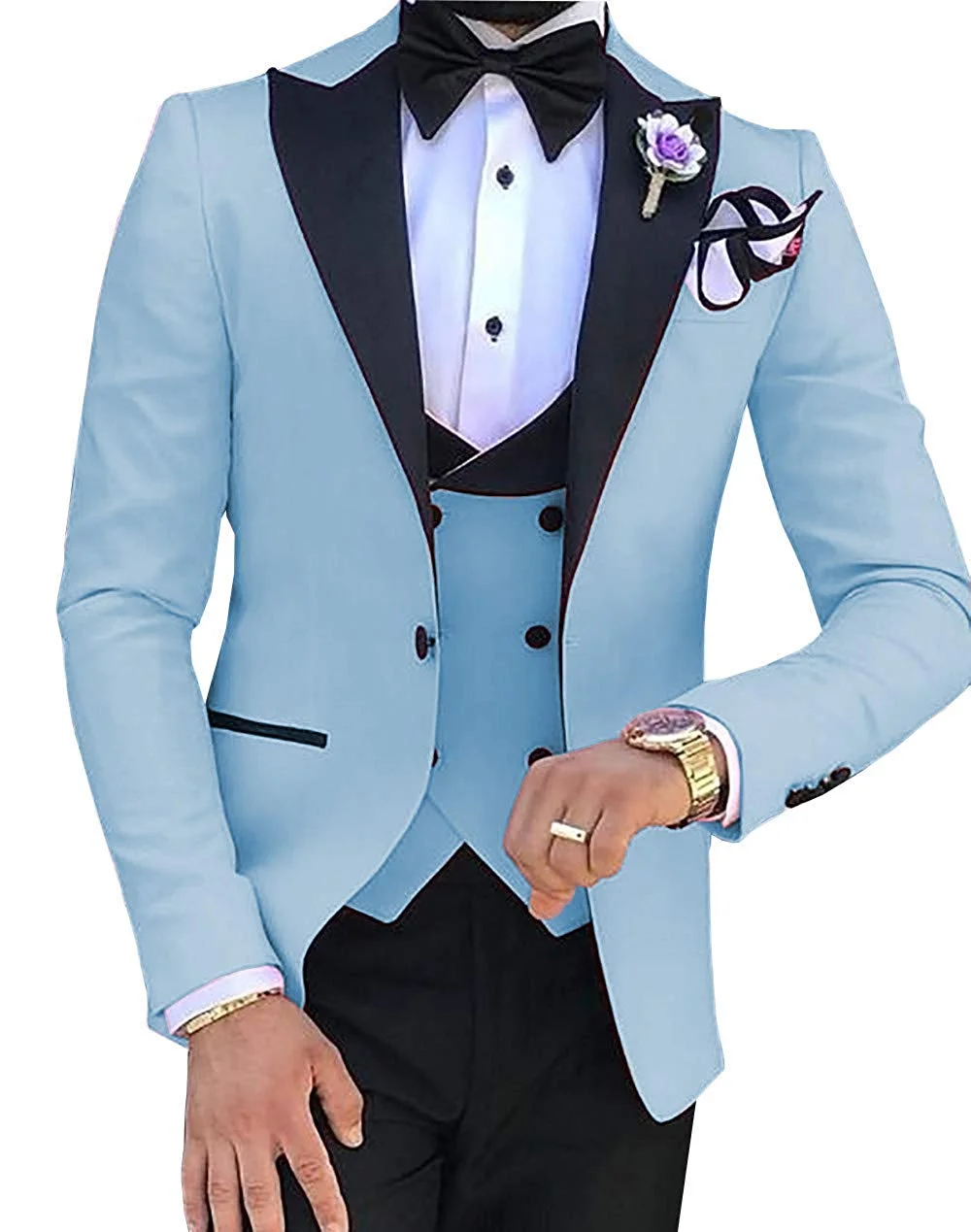 Inongge Mens's 3 Pieces Suits for Men Custom Made Terno Slim Groom Custom Wedding Men Suit Masculino (Jacket+Pant+Vest+Tiebow)