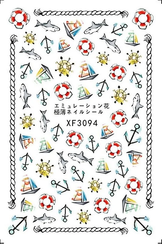 Under The Sea Nail Art Stickers Decoration Back Glue Self Adhesive Decal 3D Nail Sticker Manicure Tropical Fish Nail Design Foil