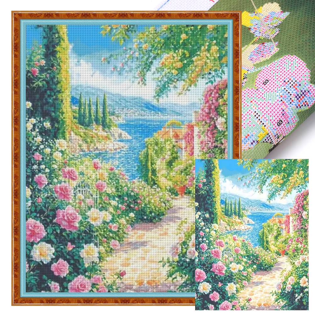 Rose Stream Full 14CT Pre-stamped Canvas(45*60cm) Cross Stitch