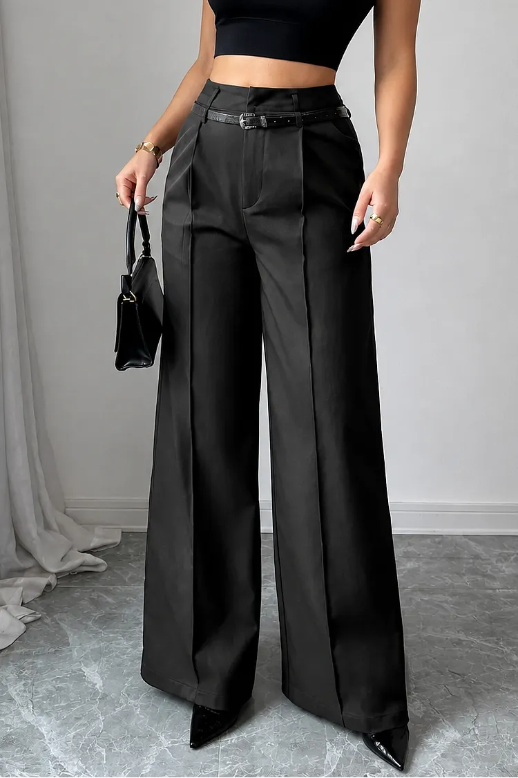 💞Women's High-Waisted Straight-Leg Tailored Trousers with Drape (Belt Included)