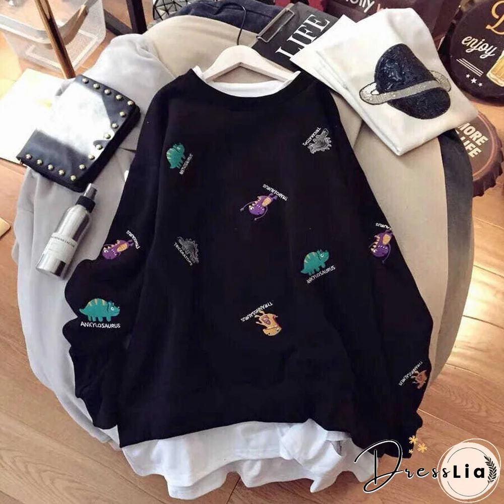 Plus Size Sweatshirts Women Korean Style Hoodies Large Loose Long Sleeved Blouse Woman Print Harajuku Pink Tops Sweat Femme