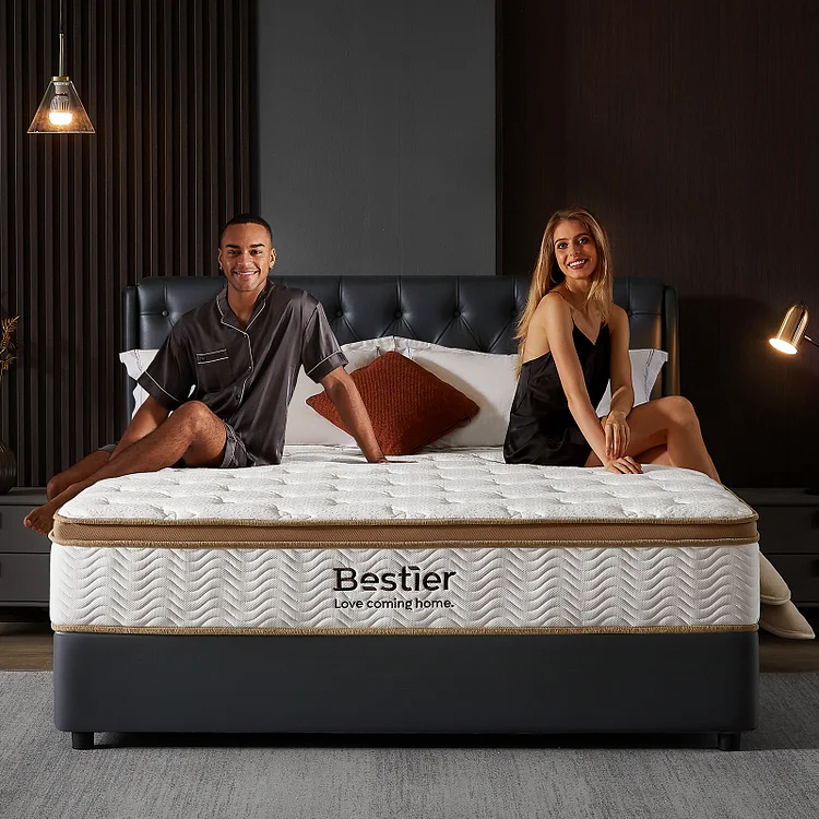 Bestier Mattress in a Box | Hybrid Gel Memory Foam Bed + Individually Wrapped Coils | Medium Firm | Pressure Relief, Enhanced Edge Support | CertiPUR-US Certified