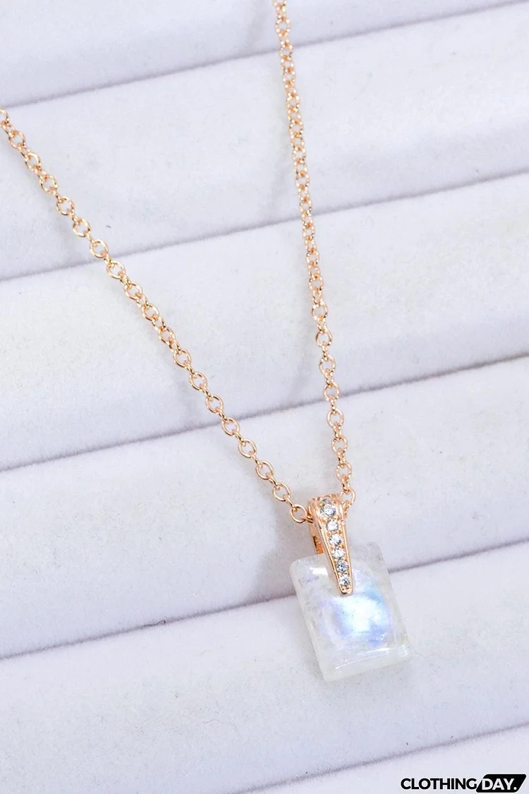 925 Sterling Silver Natural Moonstone Pendant Necklace