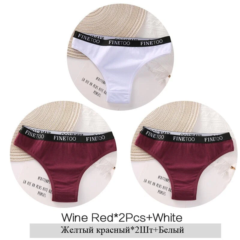 FINETOO Cotton Brazilian Panties Women Letter Underwear Ladies Low Waist Female Underpants Girls Soft Panty Comfortable Lingerie