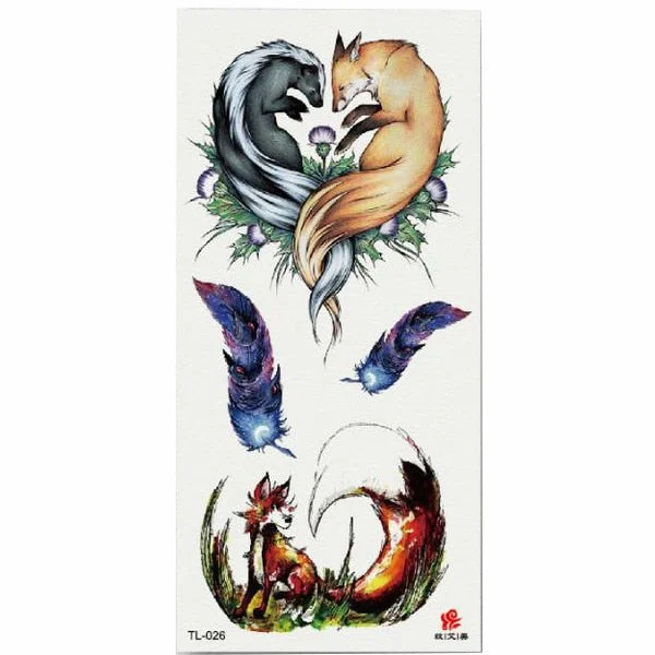 1pcs Flower Animal Body Art Temporary Waterproof Tattoo Sticker Wolf Mermaid Designs