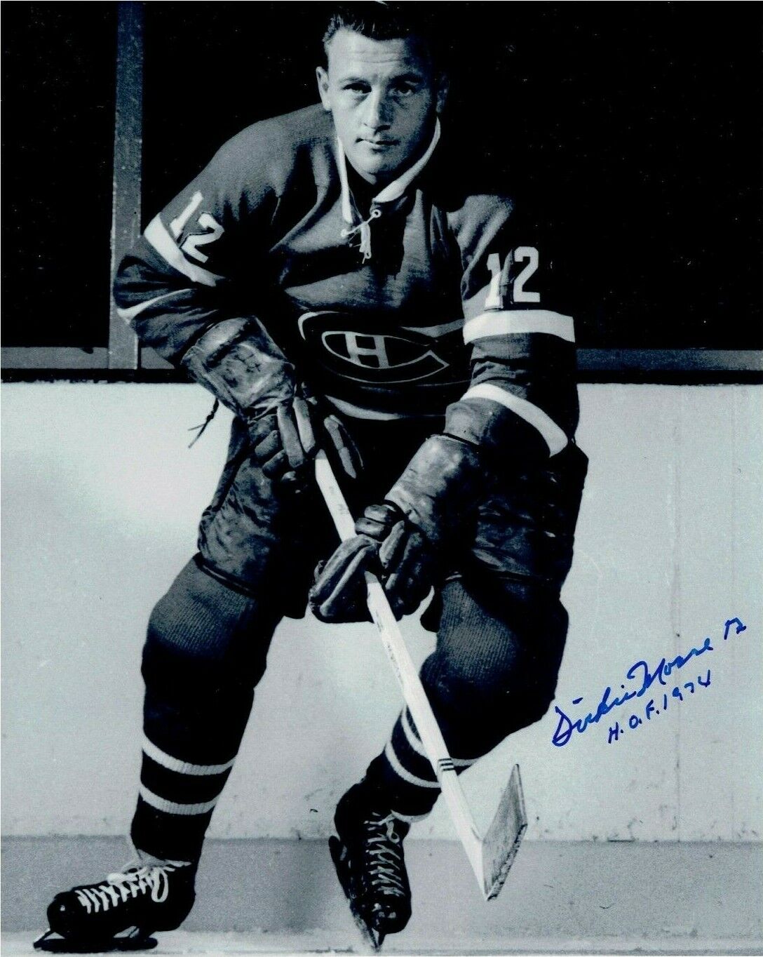 DICKIE MOORE autographed SIGNED MONTREAL CANADIENS vintage 8x10 Photo Poster painting *HOF 1974*