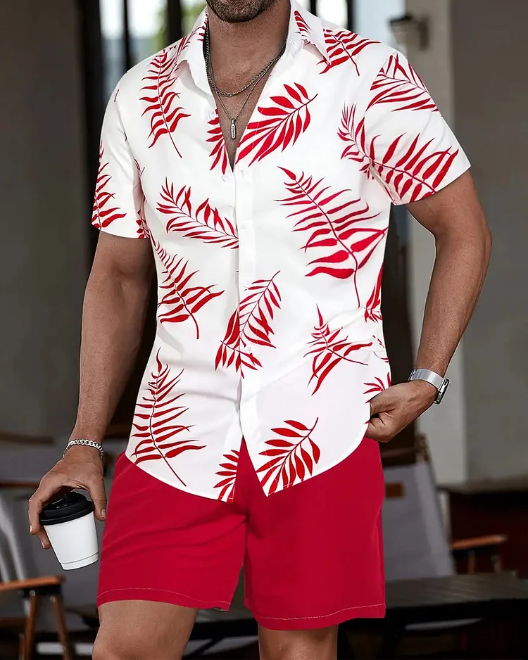 Men's casual shorts Hawaiian Set 4 colors